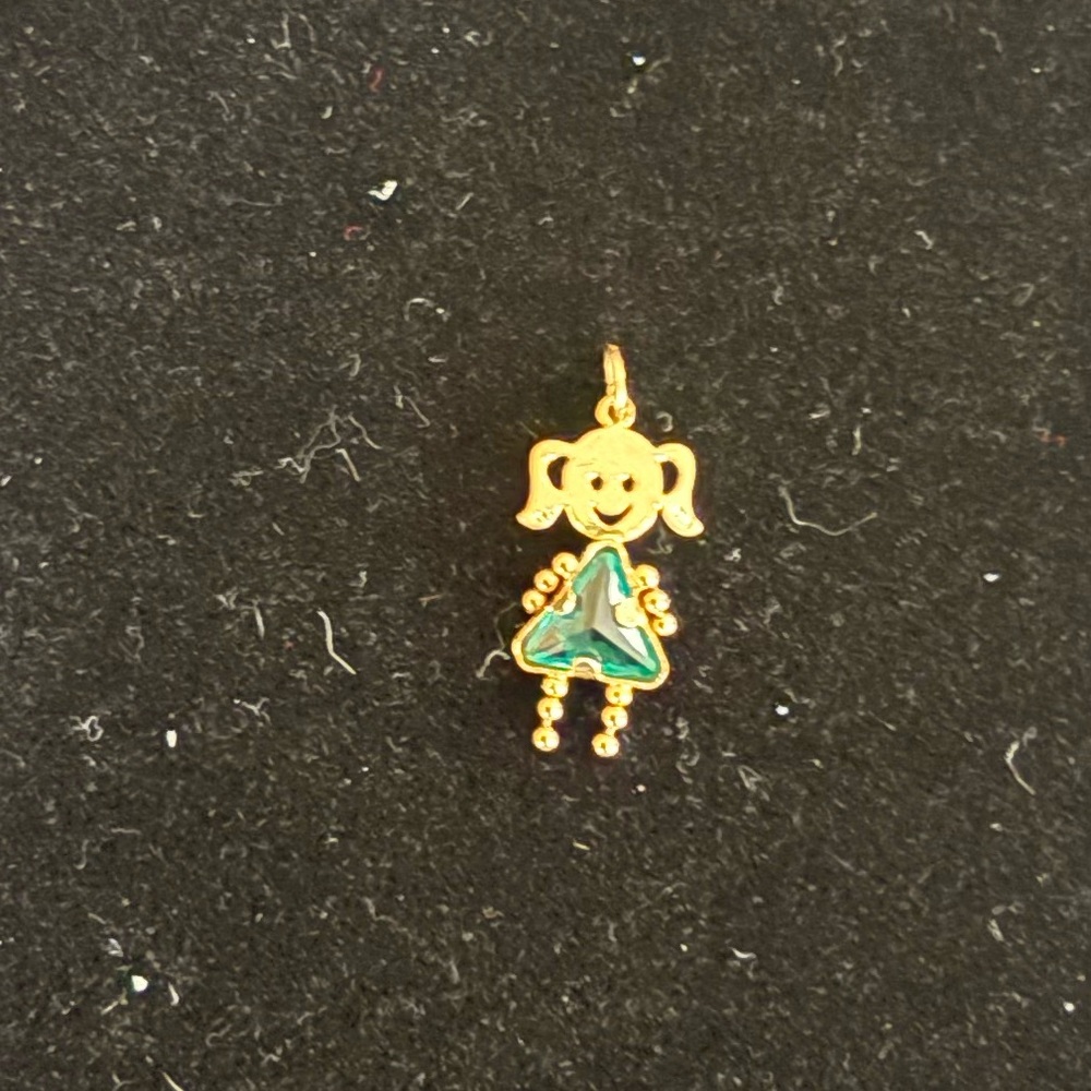 10K Gold December Birthstone Baby Girl Pendant (1980s-90s Vintage Style) - Picture 5 of 5